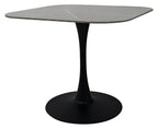 Grey Sintered Stone 90cm Square Bistro Table with Black Base
