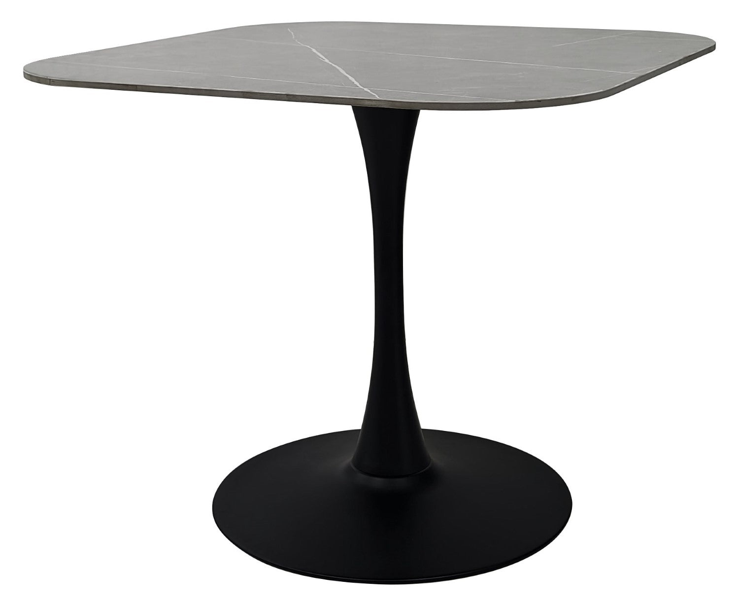 Grey Sintered Stone 90cm Square Bistro Table with Black Base