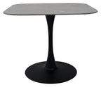 Grey Sintered Stone 90cm Square Bistro Table with Black Base - Home Furniture Interiors
