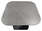 Grey Sintered Stone 90cm Square Bistro Table with Black Base - Home Furniture Interiors