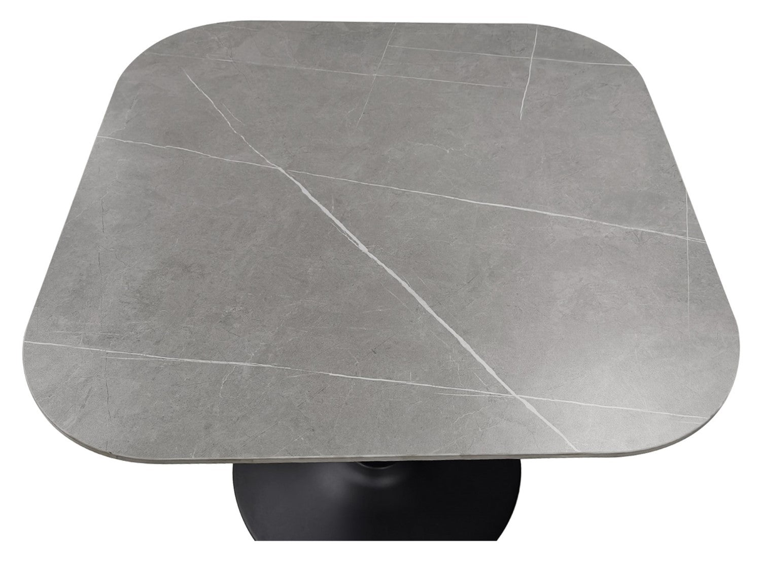 Grey Sintered Stone 90cm Square Bistro Table with Black Base - Home Furniture Interiors