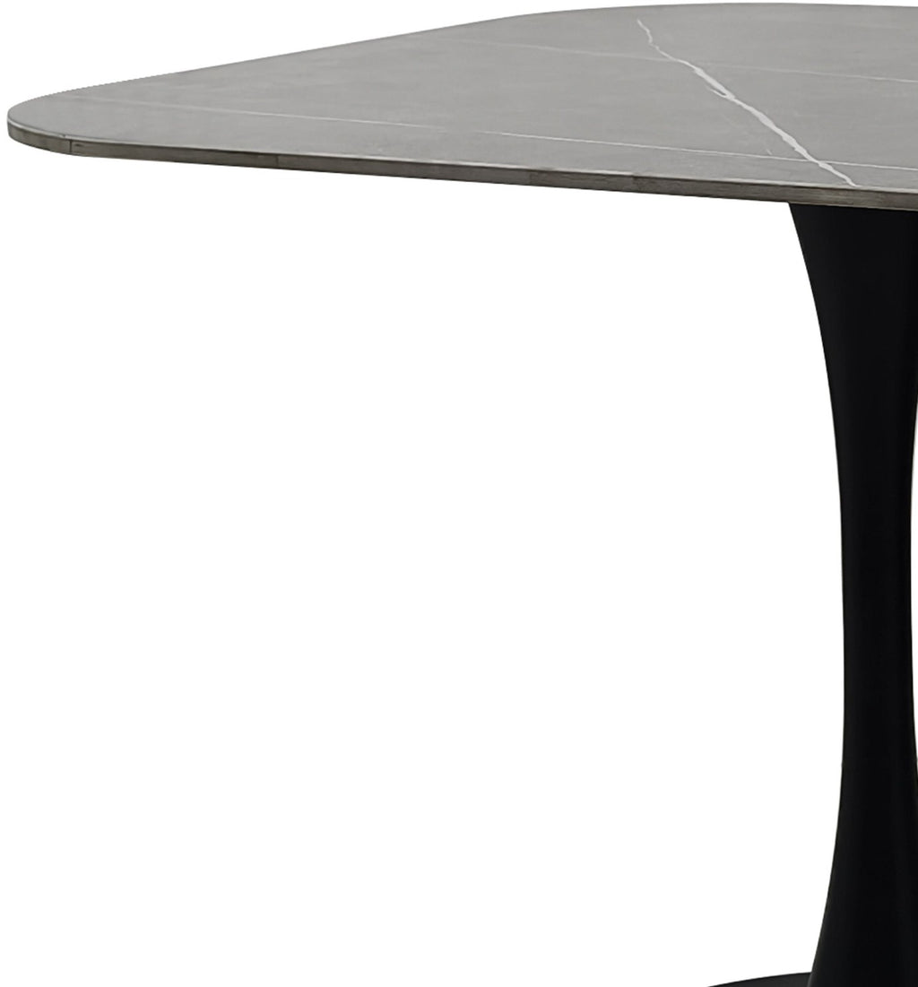 Grey Sintered Stone 90cm Square Bistro Table with Black Base - Home Furniture Interiors