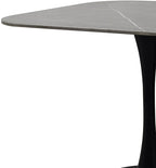 Grey Sintered Stone 90cm Square Bistro Table with Black Base - Home Furniture Interiors