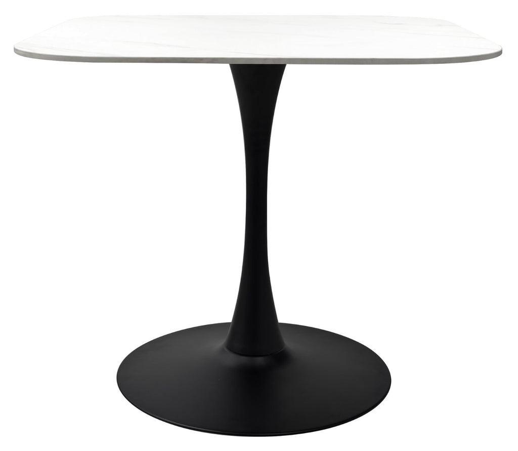 White Marble Effect 90cm Square Bistro Dining Table - Home Furniture Interiors