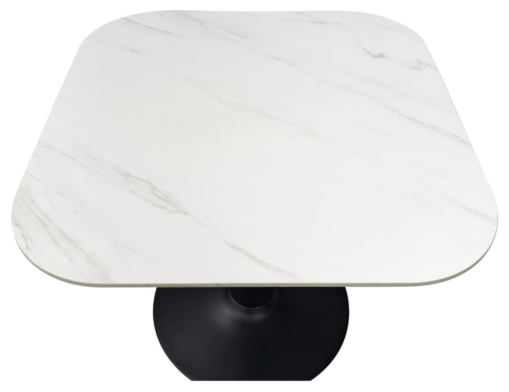 White Marble Effect 90cm Square Bistro Dining Table - Home Furniture Interiors