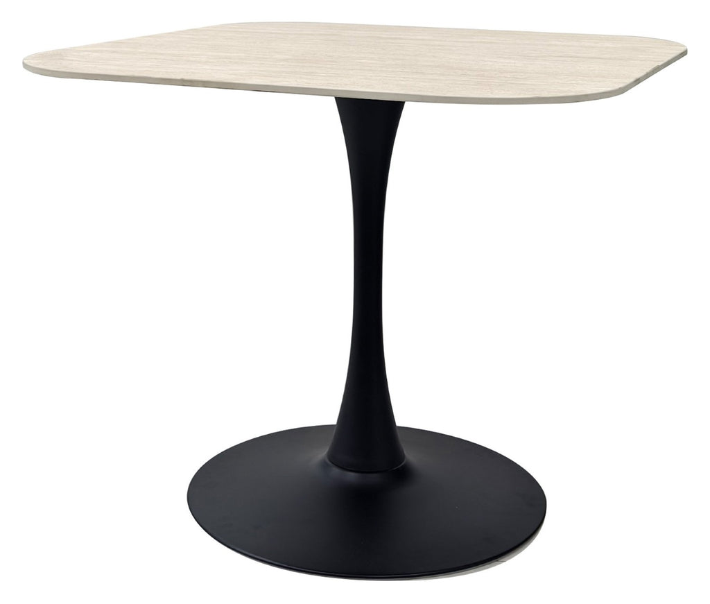 Beige Stone Topped Square Bistro Table with Pedestal Base - Home Furniture Interiors