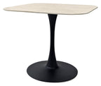 Beige Stone Topped Square Bistro Table with Pedestal Base - Home Furniture Interiors