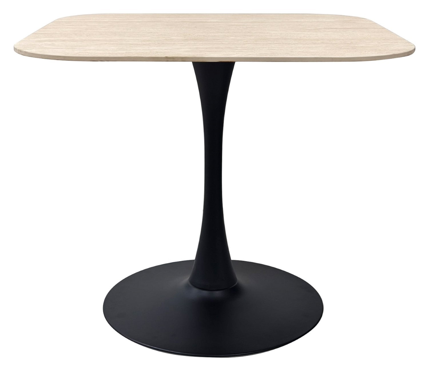 Beige Stone Topped Square Bistro Table with Pedestal Base - Home Furniture Interiors