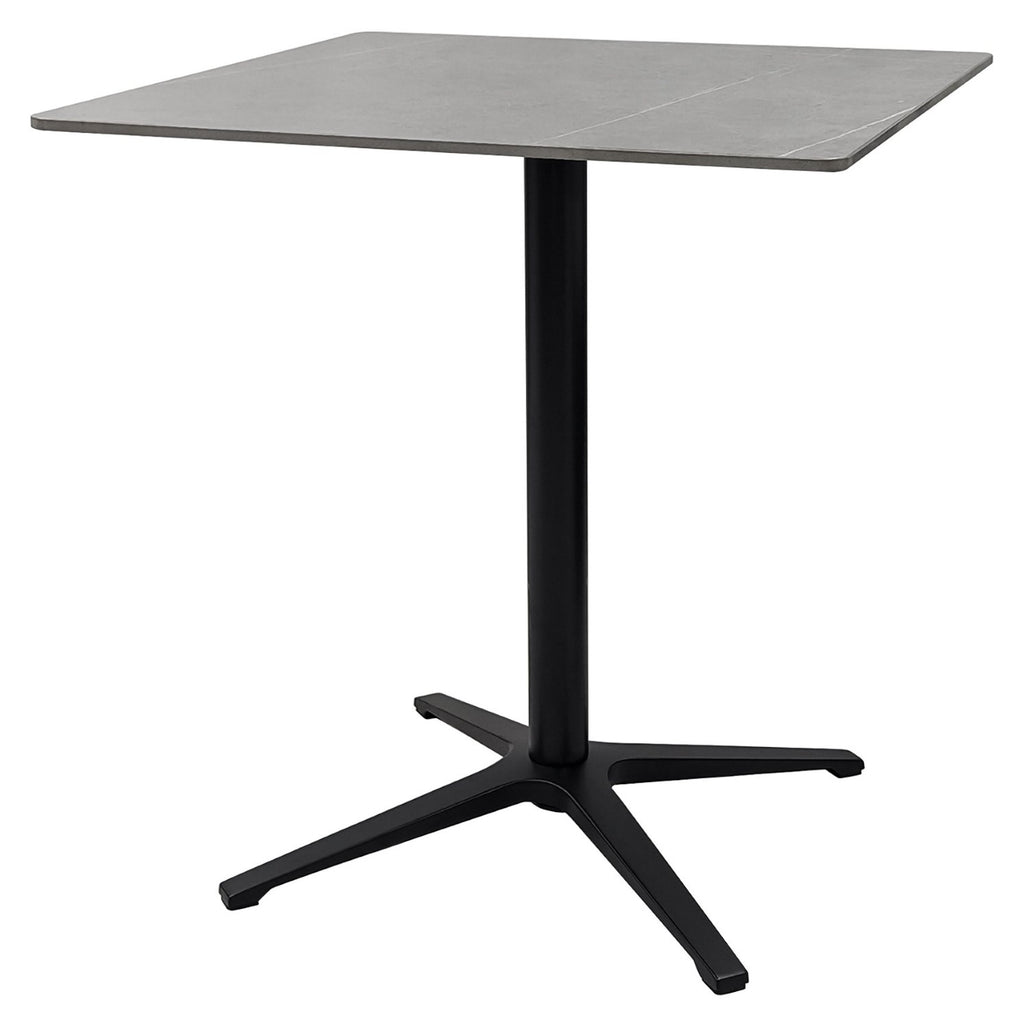Grey Marble Effect Square Bistro Table with Black Base - Home Furniture Interiors