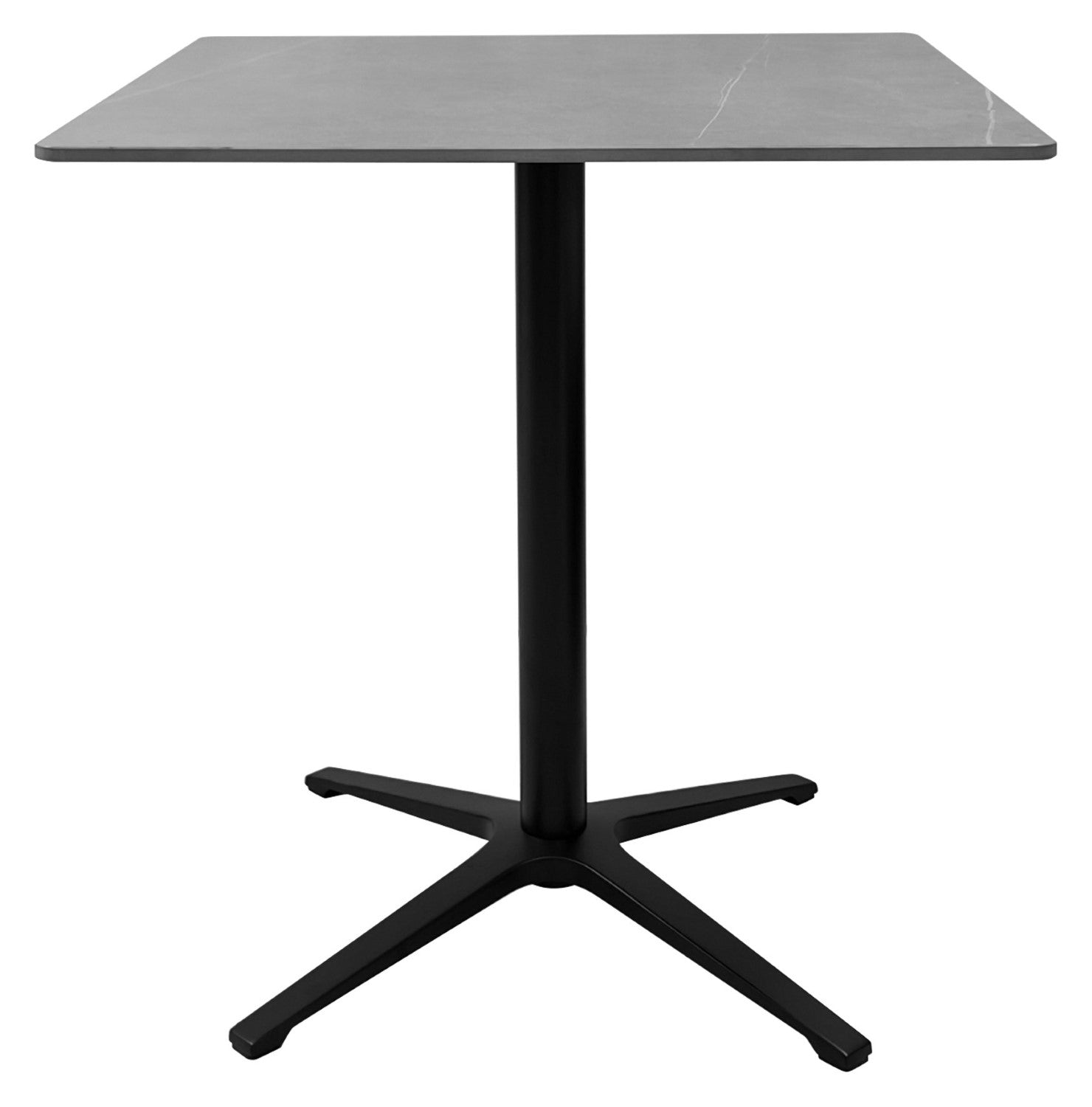 Grey Marble Effect Square Bistro Table with Black Base - Home Furniture Interiors