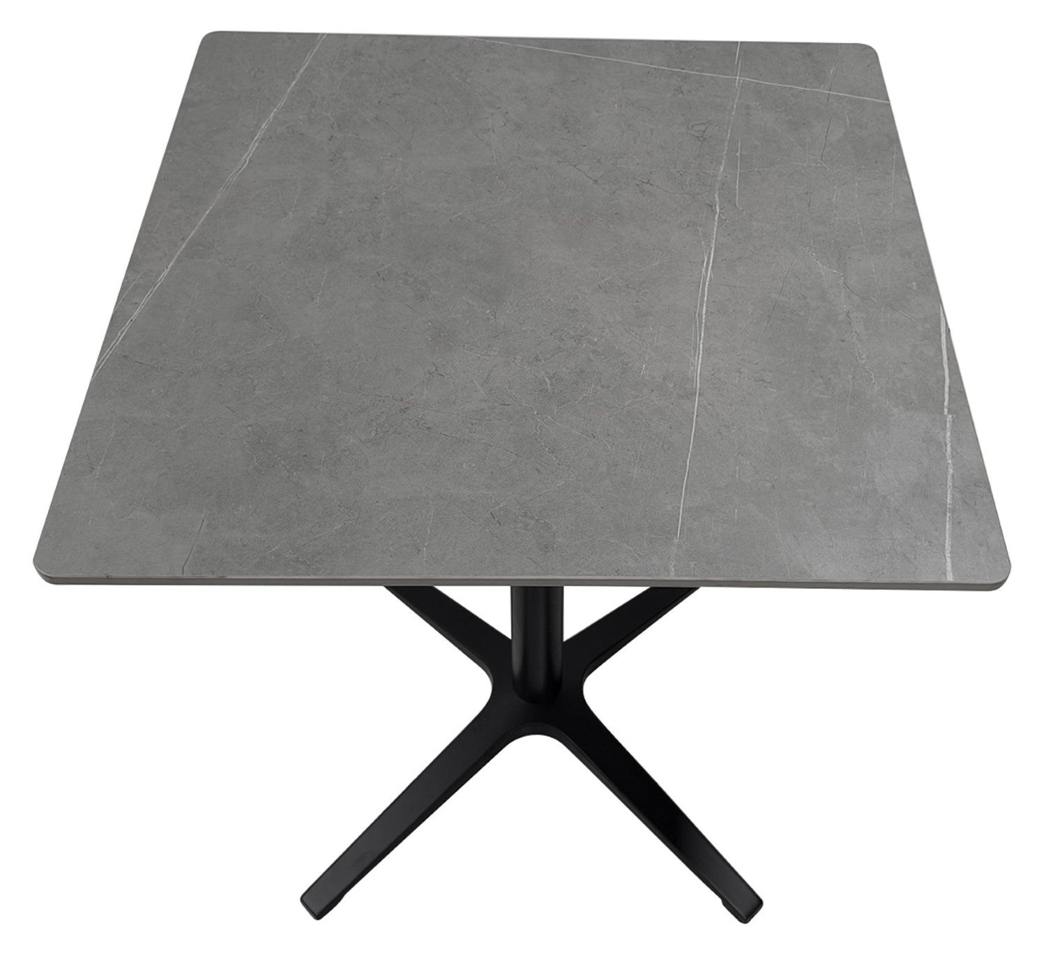 Grey Marble Effect Square Bistro Table with Black Base - Home Furniture Interiors