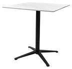 White Marble Effect Square Bistro Table with Black Base - Home Furniture Interiors
