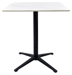 White Marble Effect Square Bistro Table with Black Base - Home Furniture Interiors