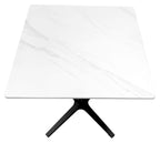 White Marble Effect Square Bistro Table with Black Base - Home Furniture Interiors