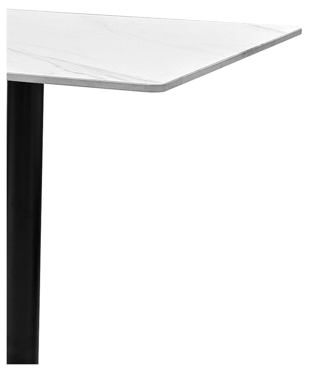 White Marble Effect Square Bistro Table with Black Base - Home Furniture Interiors
