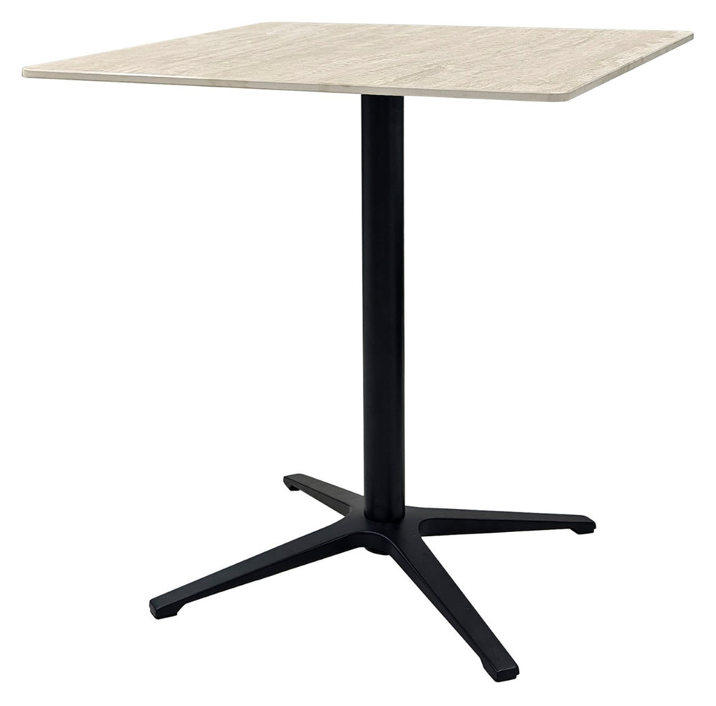 Beige Mable Effect Square Bistro Table with Black Base - Home Furniture Interiors