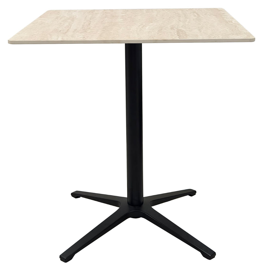 Beige Mable Effect Square Bistro Table with Black Base - Home Furniture Interiors