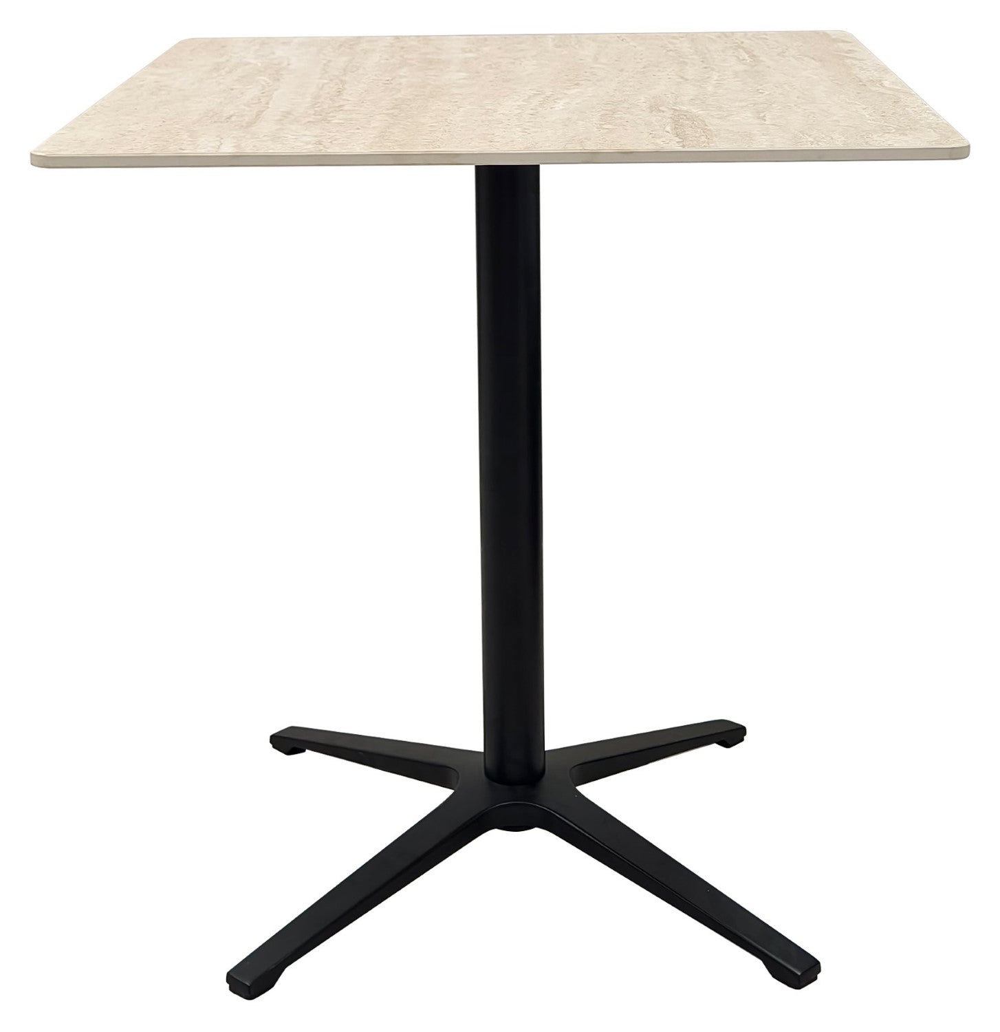 Beige Mable Effect Square Bistro Table with Black Base - Home Furniture Interiors