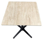 Beige Mable Effect Square Bistro Table with Black Base - Home Furniture Interiors