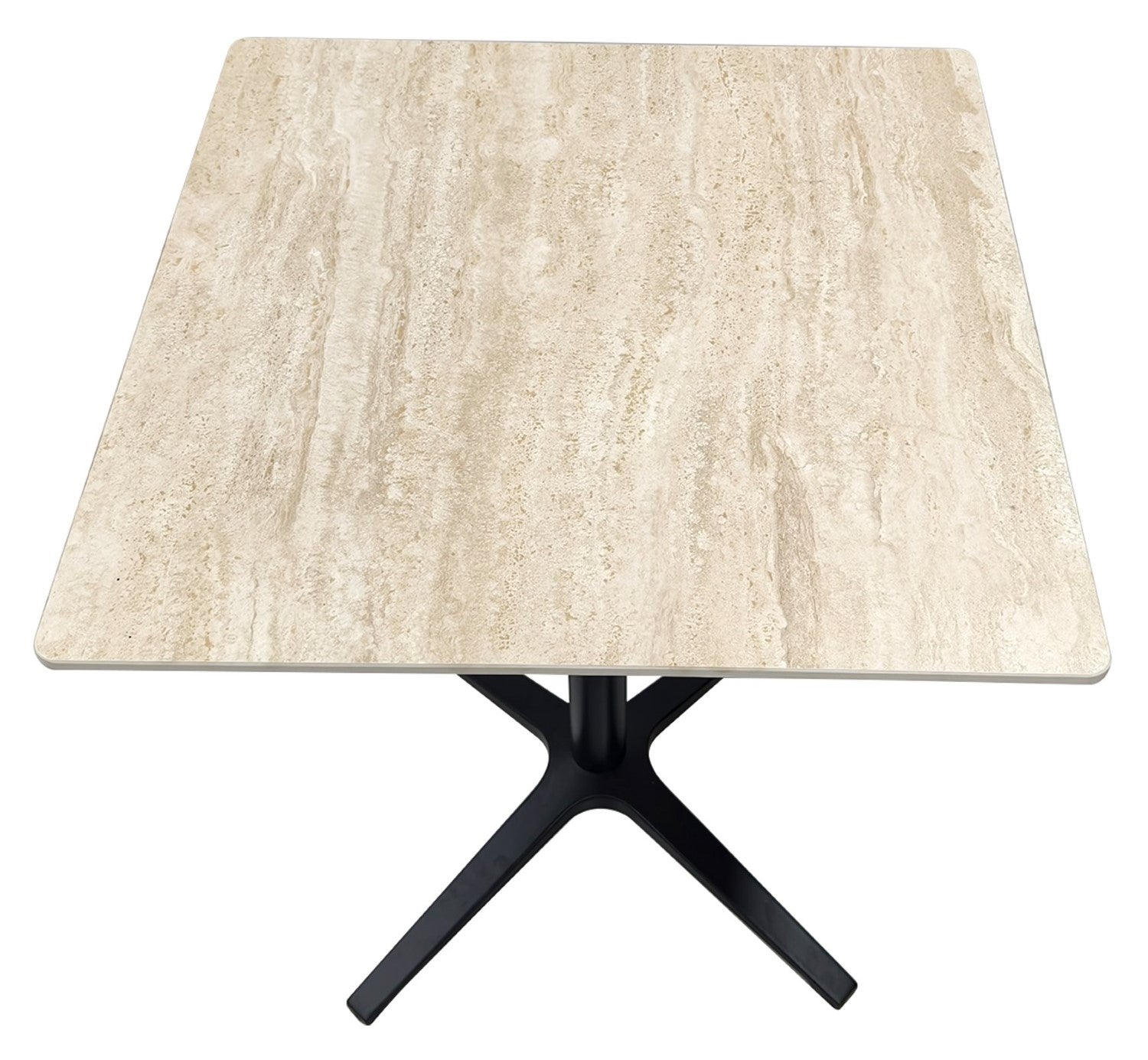 Beige Mable Effect Square Bistro Table with Black Base - Home Furniture Interiors