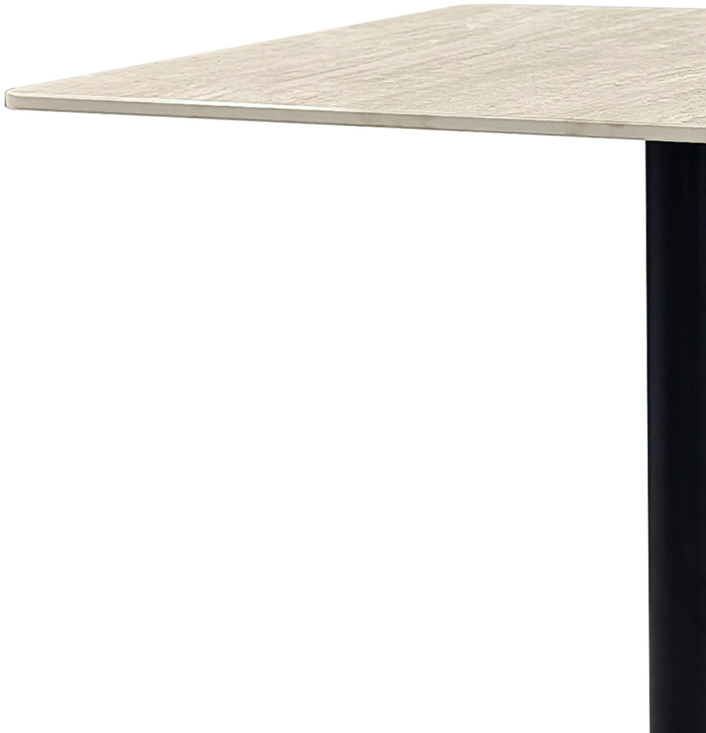 Beige Mable Effect Square Bistro Table with Black Base - Home Furniture Interiors