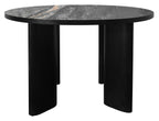 Gloss Grey Marble Effect Round Dining Table 125cm Diameter - Home Furniture Interiors