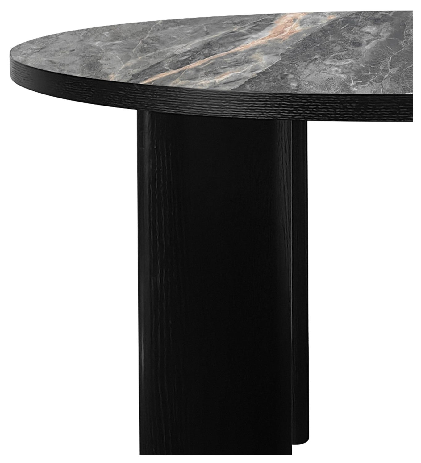 Gloss Grey Marble Effect Round Dining Table 125cm Diameter - Home Furniture Interiors
