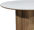 Matt White Marble Effect Round Dining Table 120cm Diameter - Home Furniture Interiors