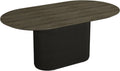 Grey Oak Large Oval 1.8m Dining Table Black Pedestal Base