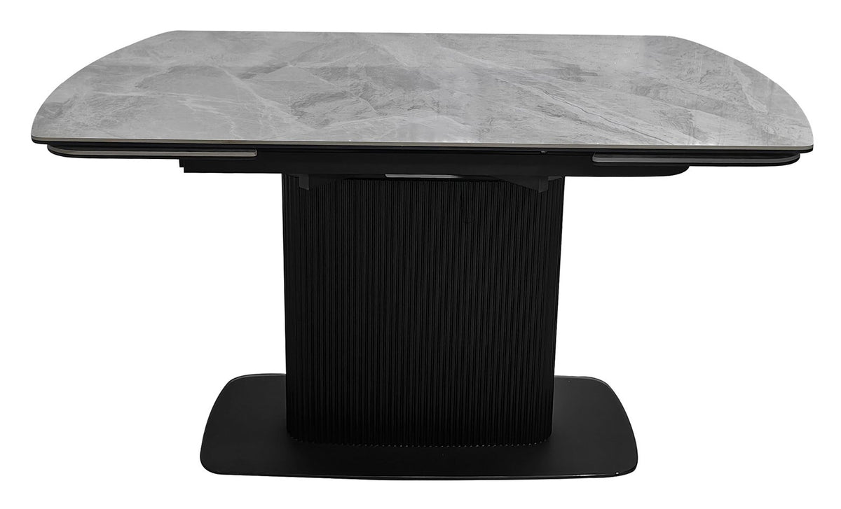 Light grey gloss marble effect large extending dining table by Bentley Designs, showcasing its sleek surface and spacious design.