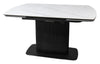 White gloss marble effect large extending Bentley Designs dining table with sleek surface and modern style.
