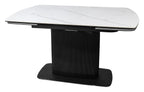 White gloss marble effect large extending Bentley Designs dining table with sleek surface and modern style.