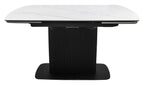 White gloss marble effect large extending dining table by Bentley Designs, showcasing a sleek, modern surface with sturdy legs.