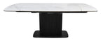 White gloss marble effect large extending dining table by Bentley Designs, showcasing its elegant surface and sturdy legs.