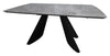 Levanti Light Grey Gloss Sintered Stone 6 8 Seater Double End Extension Dining Table with Tapered Black Base