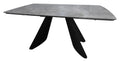 Levanti Light Grey Gloss Sintered Stone 6 8 Seater Double End Extension Dining Table with Tapered Black Base