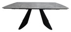 Levanti Light Grey Gloss Sintered Stone 6 8 Seater Double End Extension Dining Table with Tapered Black Base - Home Furniture Interiors