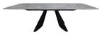 Levanti Light Grey Gloss Sintered Stone 6 8 Seater Double End Extension Dining Table with Tapered Black Base - Home Furniture Interiors