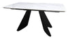 Levanti White Gloss Sintered Stone 6 8 Seater Double End Extension Dining Table with Tapered Black Base