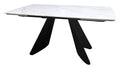 Levanti White Gloss Sintered Stone 6 8 Seater Double End Extension Dining Table with Tapered Black Base
