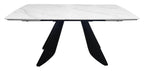 Levanti White Gloss Sintered Stone 6 8 Seater Double End Extension Dining Table with Tapered Black Base - Home Furniture Interiors