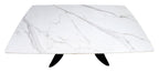 Levanti White Gloss Sintered Stone 6 8 Seater Double End Extension Dining Table with Tapered Black Base - Home Furniture Interiors