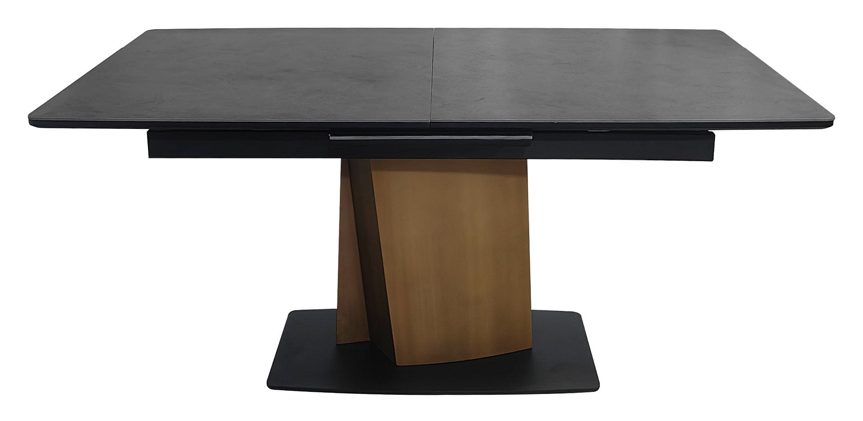 Nero Pop Up Extension Matt Dark Grey Sintered Stone Dining Table with Bronze Brushed Pedestal - Home Furniture Interiors