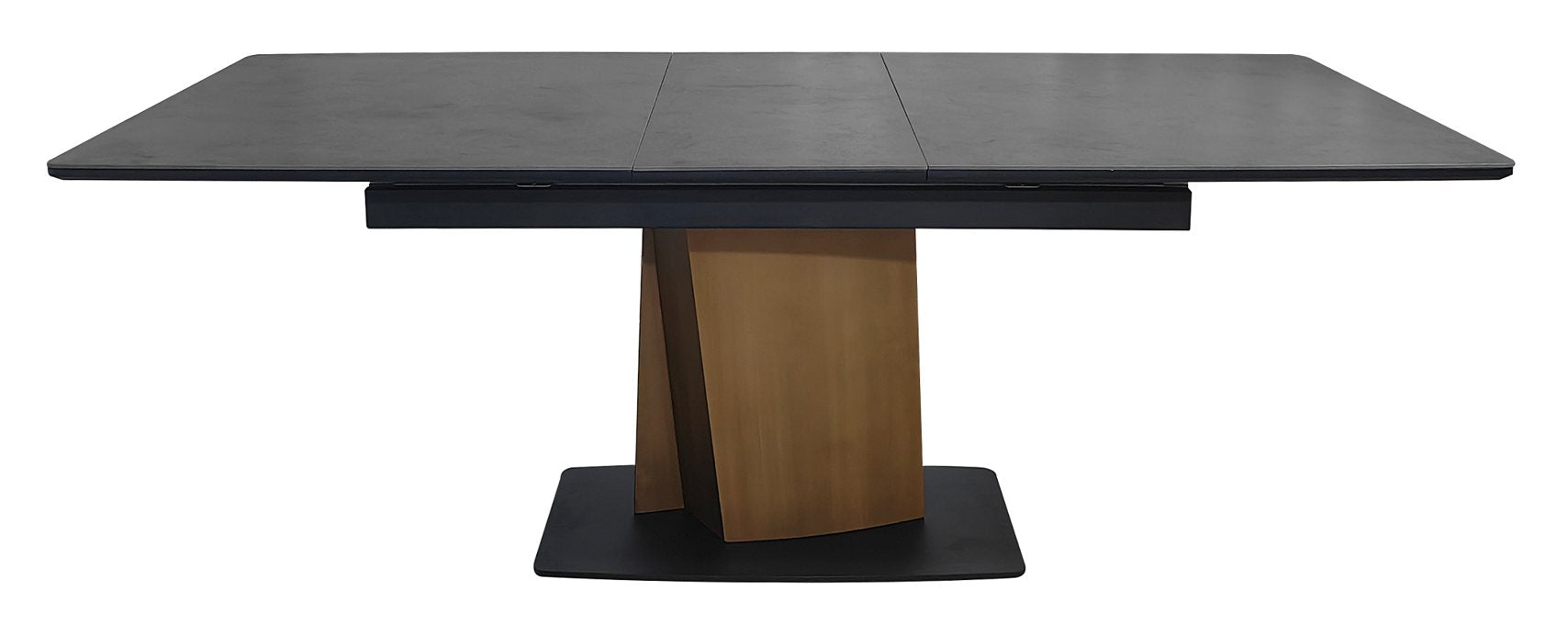 Nero Pop Up Extension Matt Dark Grey Sintered Stone Dining Table with Bronze Brushed Pedestal - Home Furniture Interiors