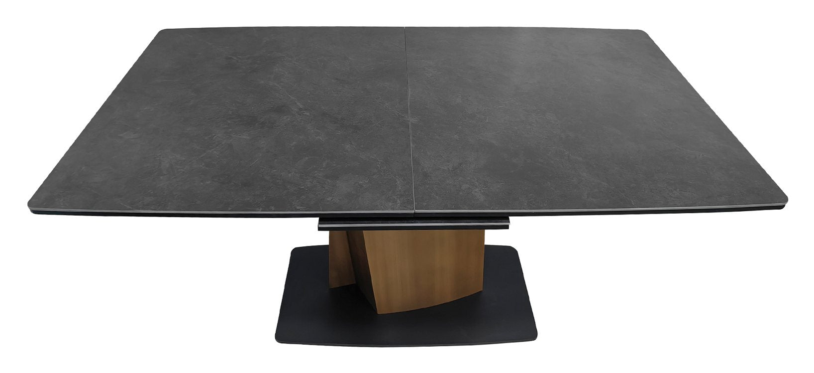Nero Pop Up Extension Matt Dark Grey Sintered Stone Dining Table with Bronze Brushed Pedestal - Home Furniture Interiors