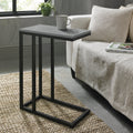 Matt grey marble effect top side table with metal frame, designed by Bentley Designs for modern living spaces.