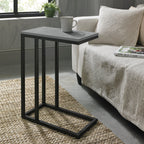 Matt grey marble effect top side table with metal frame, designed by Bentley Designs for modern living spaces.