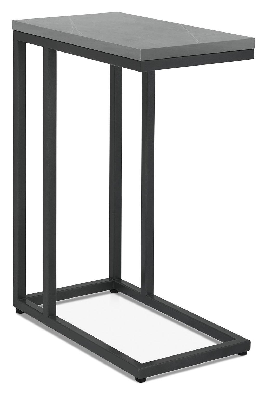 Matt grey marble effect top side table with metal frame, ideal as a sofa or end table by Bentley Designs.