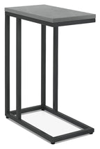 Matt grey marble effect top side table with metal frame, ideal as a sofa or end table by Bentley Designs.