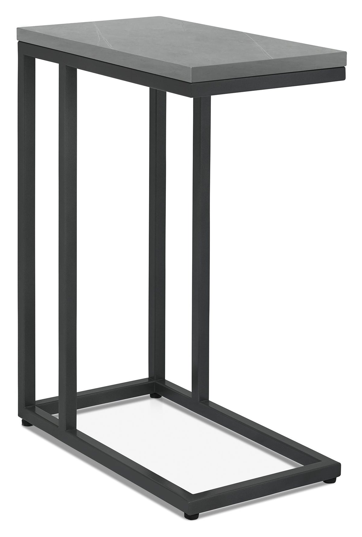 Matt grey marble effect top side table with metal frame, ideal as a sofa or end table by Bentley Designs.